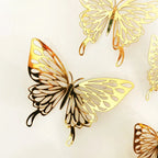 3D Hollow Butterfly Wall Decals – Metallic Gold and Silver Art for Home Decor