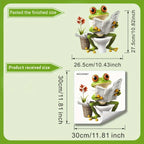Funny Frog Reading Newspaper Toilet Sticker – Creative Bathroom Wall Decor