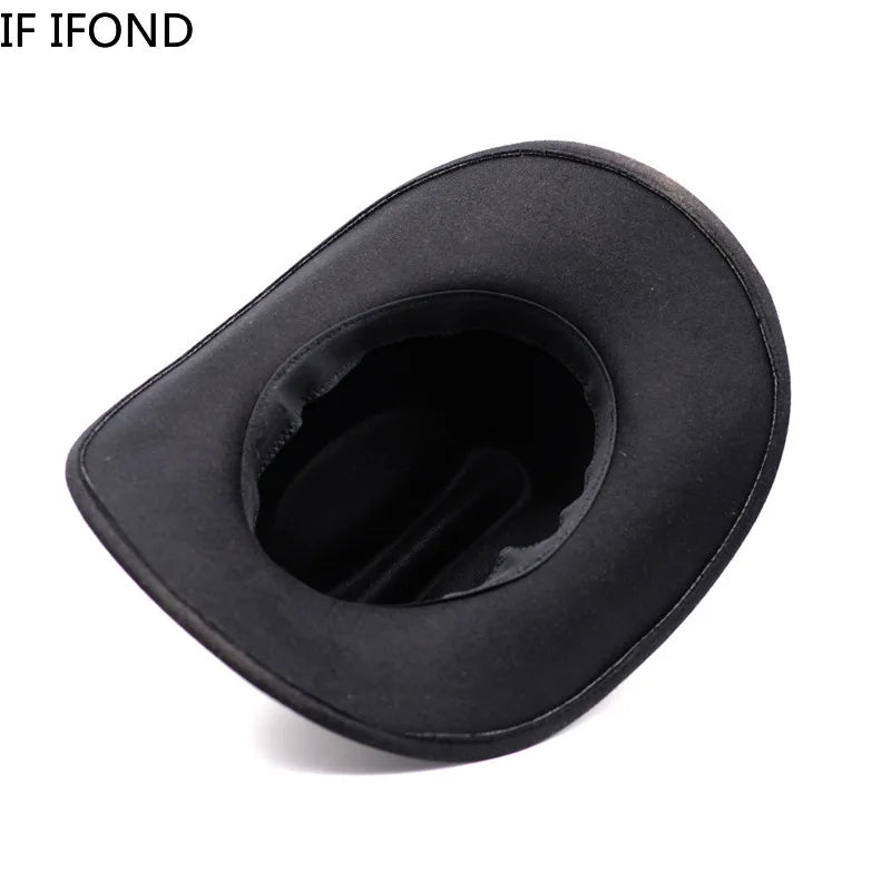 Vintage Wide Brim Cowboy Hat – Leather Western Style for Men and Women