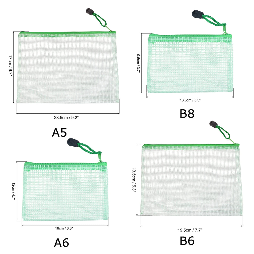 Waterproof Mesh Zipper Pouches – PVC Document File Bags for Office Stationery