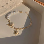 Pearl Charm Link Bracelet – Hollowout Star and Fire Ball for Women Jewelry