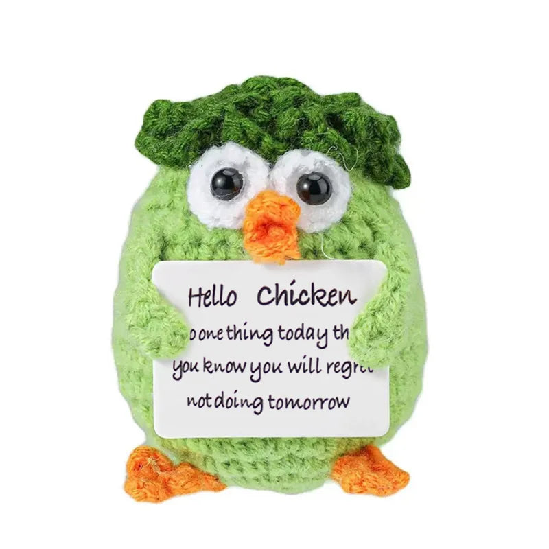 Handmade Wool Crochet Dog Doll – Positive Affirmation Plush for Home Decor