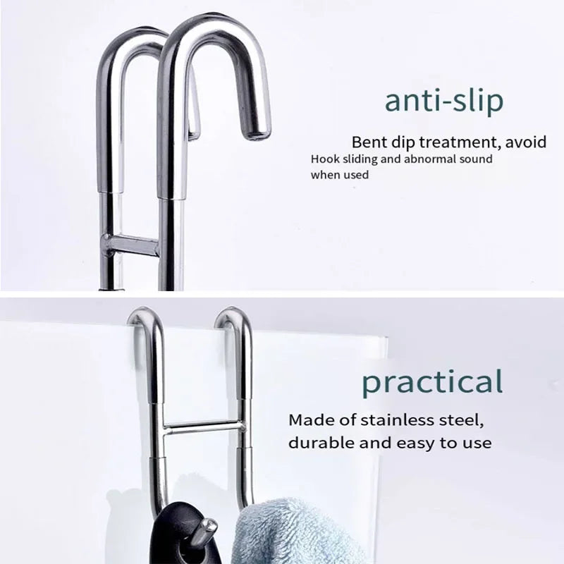 Stainless Steel Towel Rack – S-Shape Over-the-Glass Hook for Bathroom