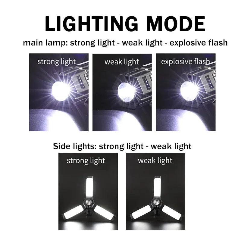Rechargeable LED Camping Lantern – Foldable Work Light for Outdoor Emergency
