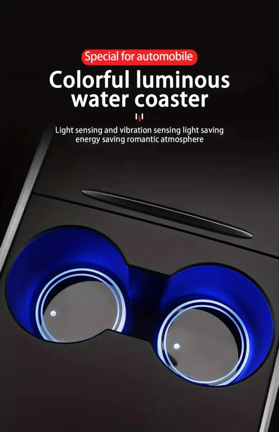 LED Car Cup Holder Coasters – Light Sensor Atmosphere Mats for Auto Interior