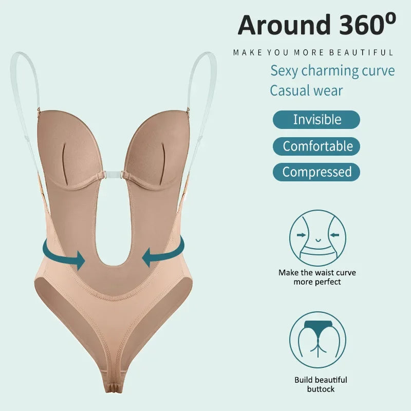 Backless Bodysuit Shapewear – Tummy Control Thong for Invisible Slimming Support