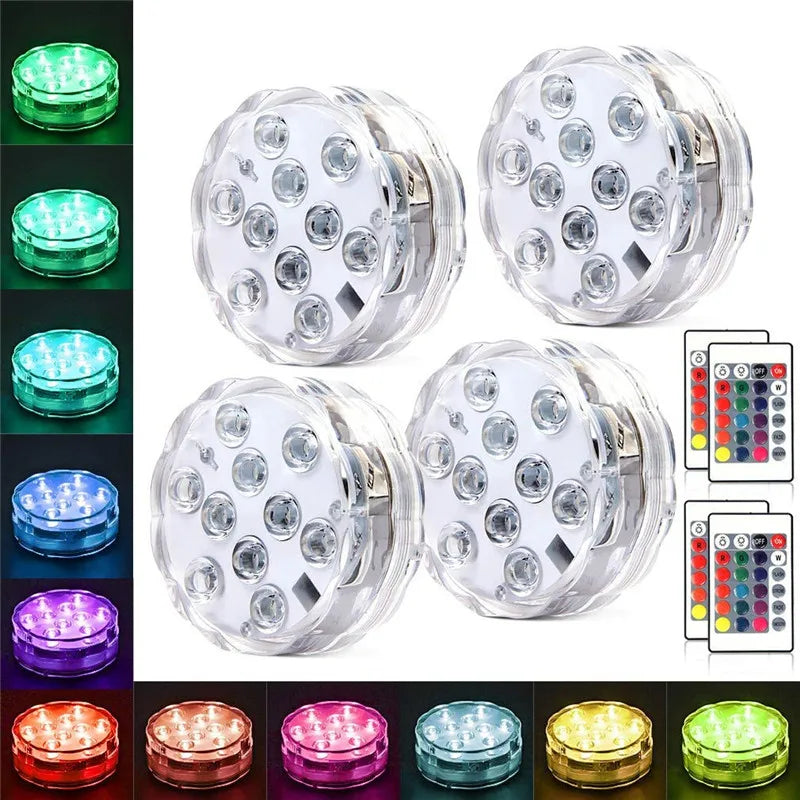 RGB LED Submersible Light – Waterproof Battery Operated Decor for Pool Parties