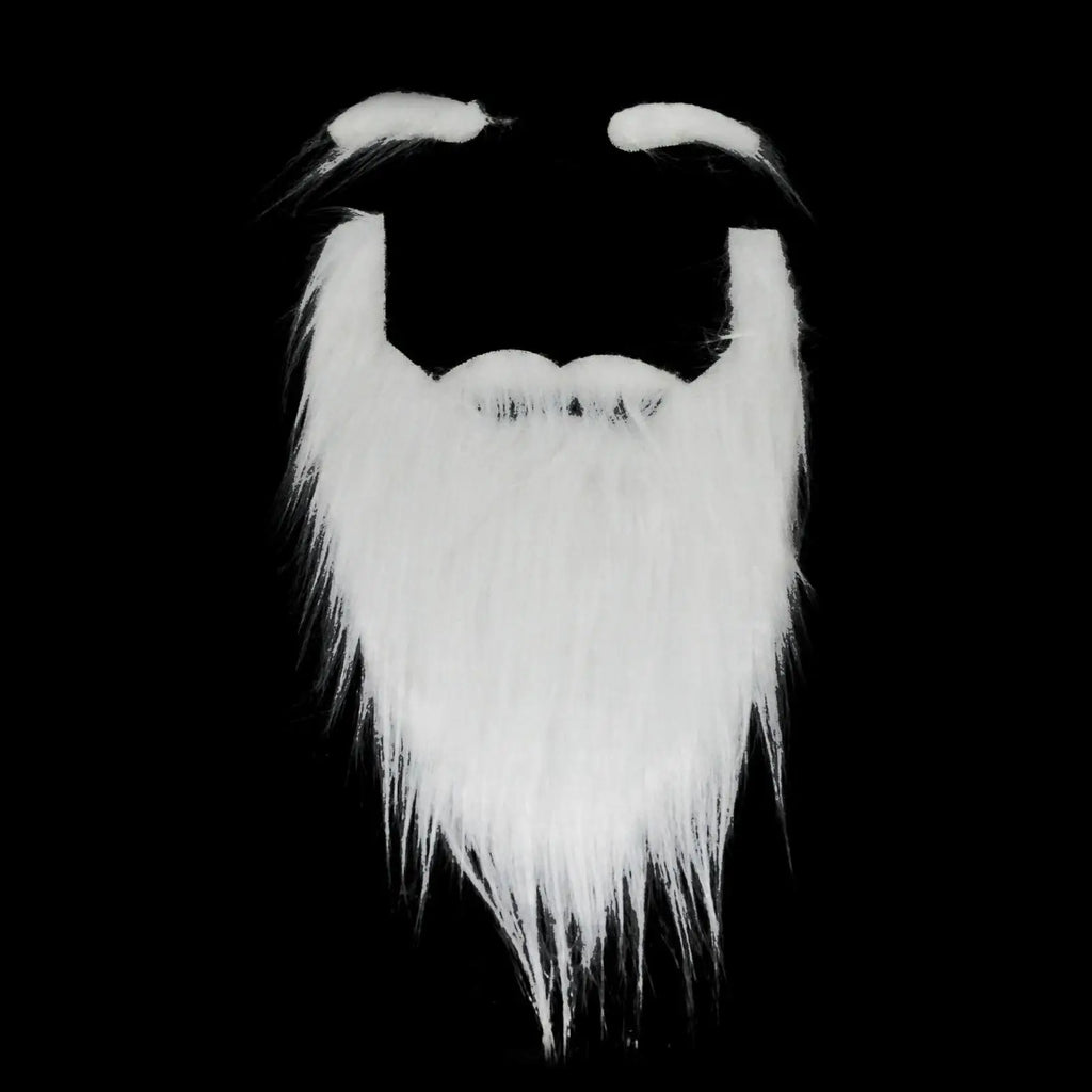 Fake Santa Beard – Synthetic White Facial Hair for Christmas Cosplay Costume