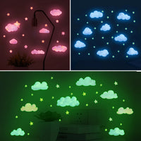 Luminous Cloud and Star Wall Stickers – Glow in the Dark Nursery Decor