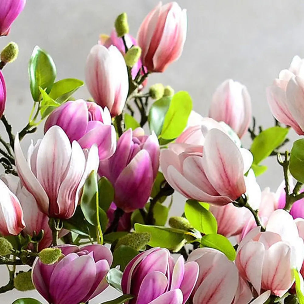 Silk Magnolia Flower Bouquet – Artificial Floral Decor for Wedding Party
