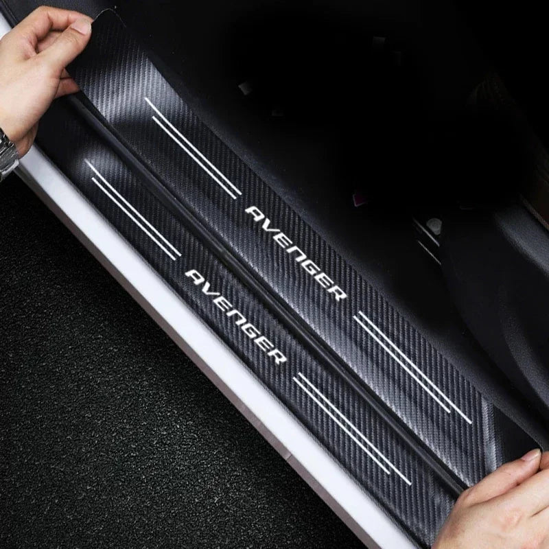 Carbon Fiber Door Sill Scuff Plates – Anti-Scratch Decal for Dodge Avenger