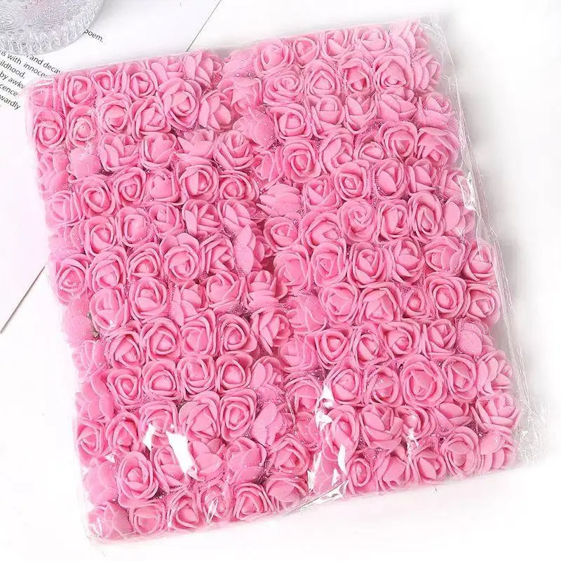 Mini Foam Artificial Rose Heads – 2cm Craft Flowers for Wedding Decorations