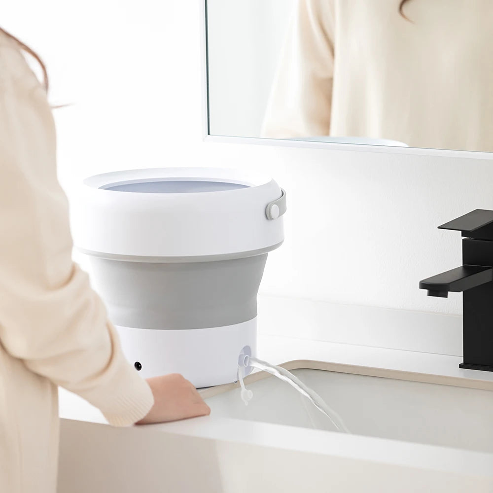 Portable Folding Washing Machine – Ultrasonic Mini Washer for Travel and Home