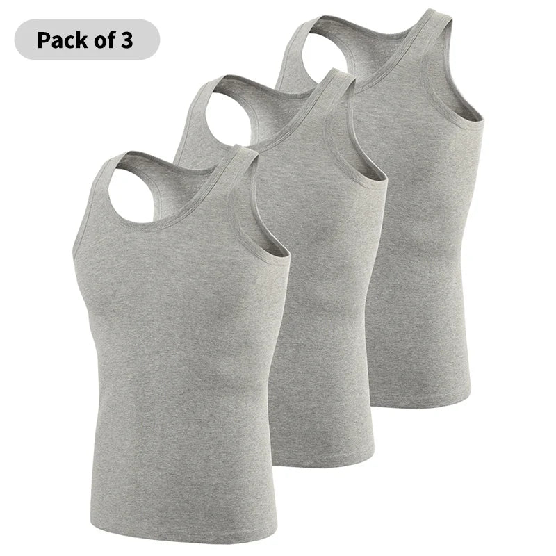 Cotton Sleeveless Vests – Multi-size Solid Sports Tanks for Men and Teenagers