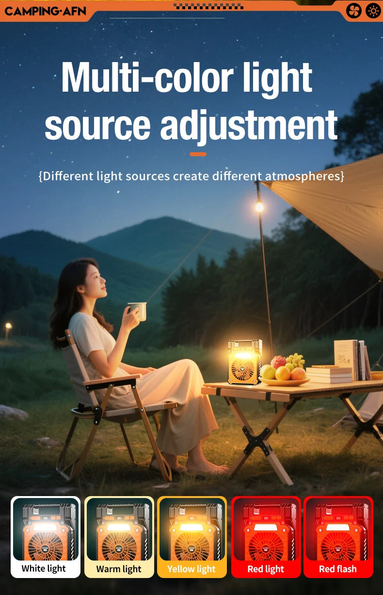 Portable LED Camping Fan – Solar USB Powered for Outdoor Tents