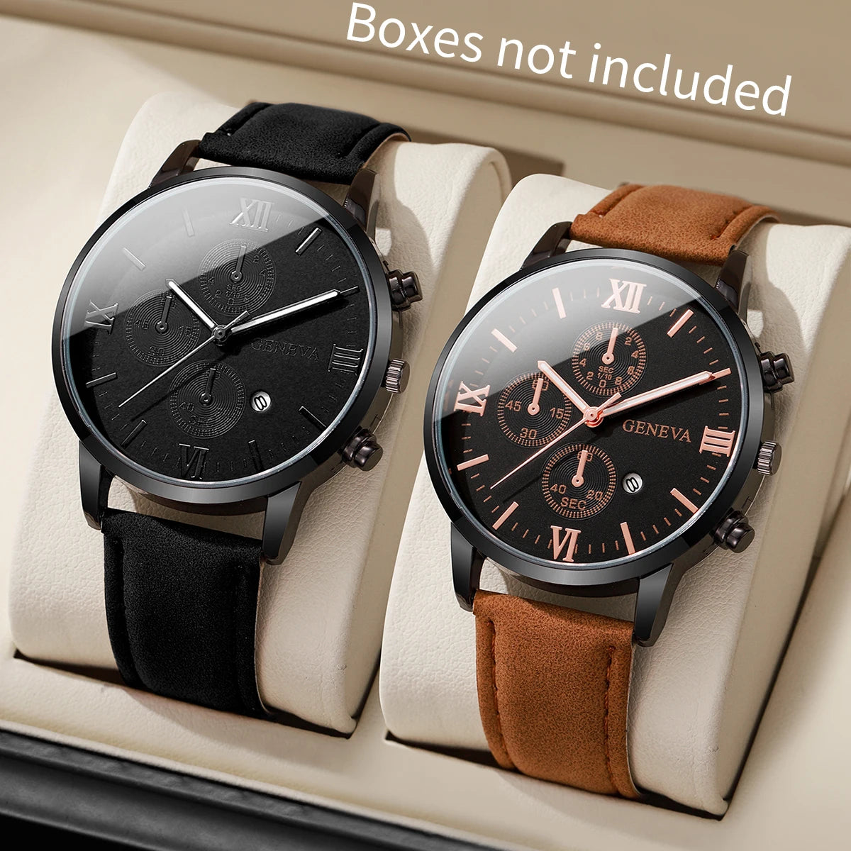 Leather Quartz Calendar Watch – Elegant Fashion Accessory for Men and Women