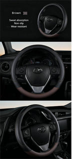 PU Leather Steering Wheel Cover – Non-Slip Grip for Universal Car Interior