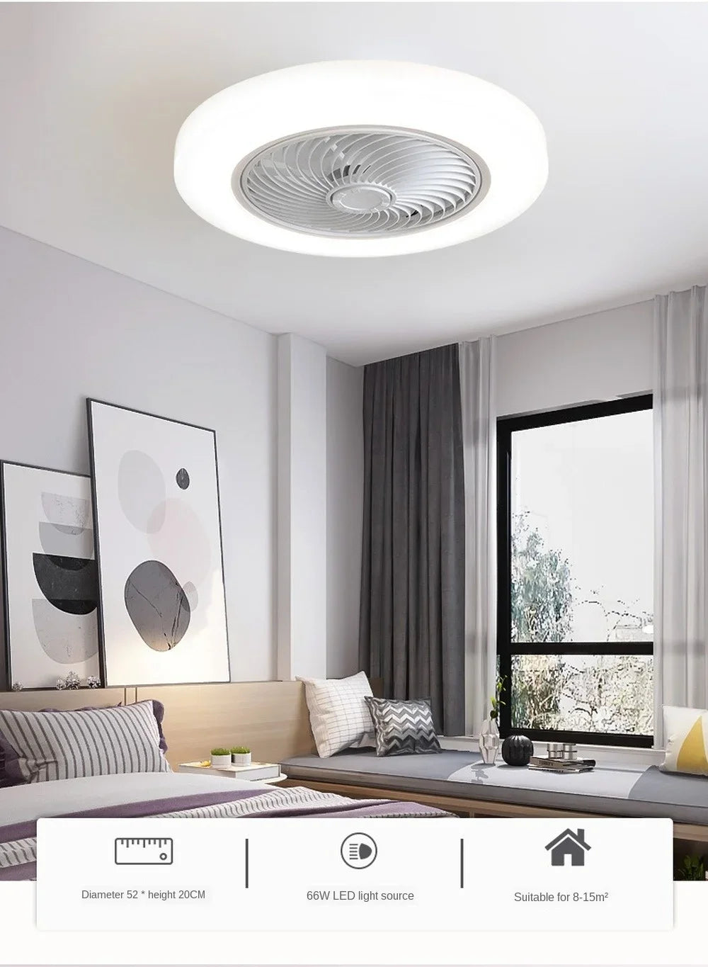 Retractable Smart Ceiling Fan – Silent Remote Control for Bedroom Decor