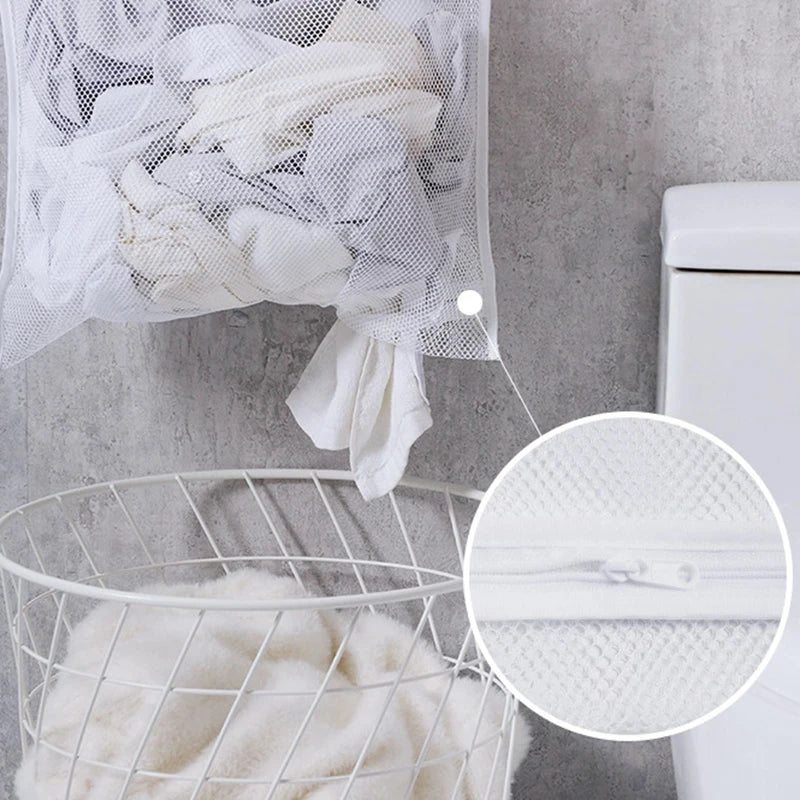 Foldable Mesh Laundry Basket – Wall Hanging Storage for Bathroom Organization