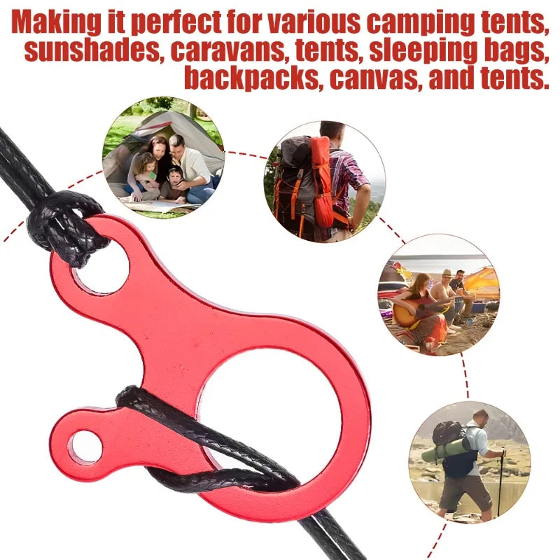 Aluminium Tent Rope Tensioner – 3-Hole Wind Cord Buckle for Camping Gear