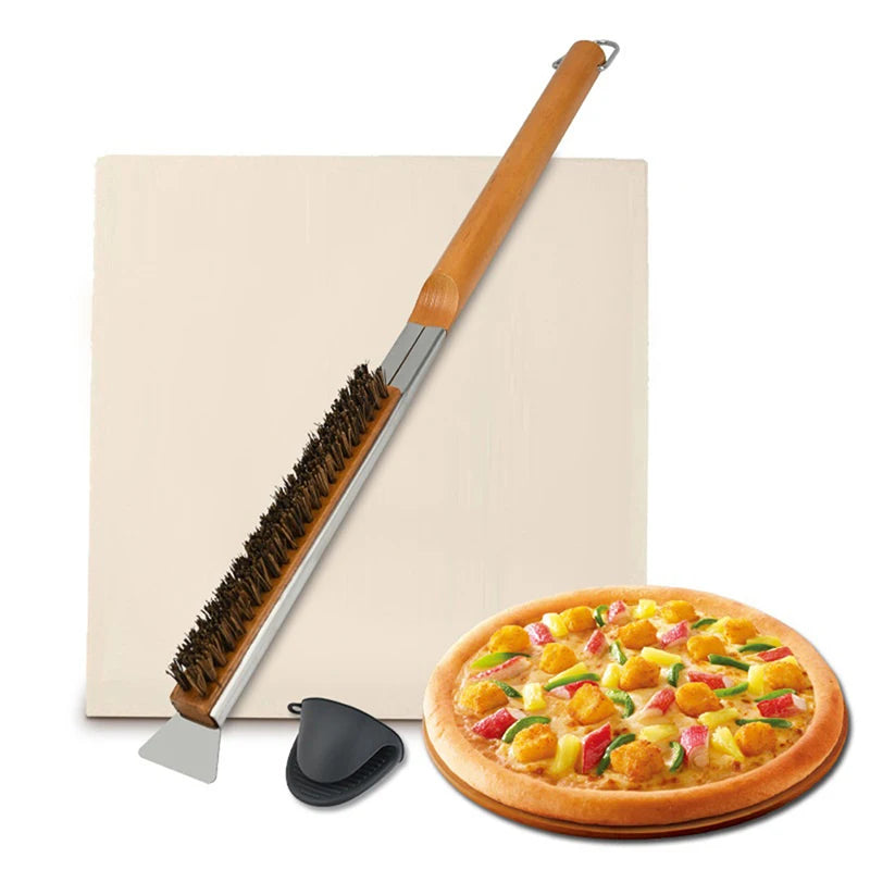 Brass Bristle Pizza Oven Brush – Copper Cleaning Tool for Grill Maintenance