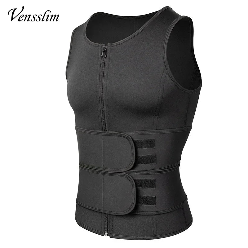 Men Compression Waist Trainer Vest – Slimming Sauna Shirt for Workout Fitness
