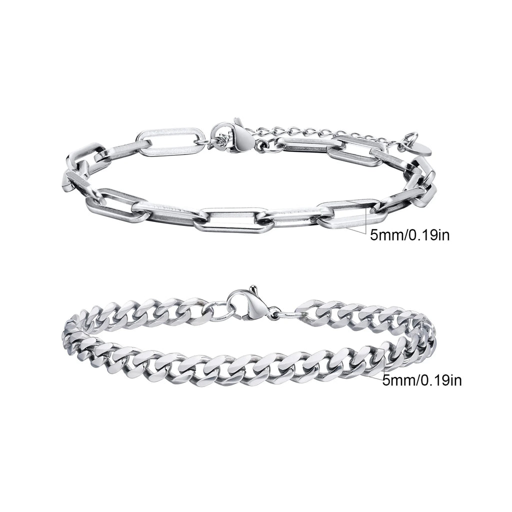 Stainless Steel Chain Bracelet – Men’s Trendy Cuban Link Wristband for Jewelry