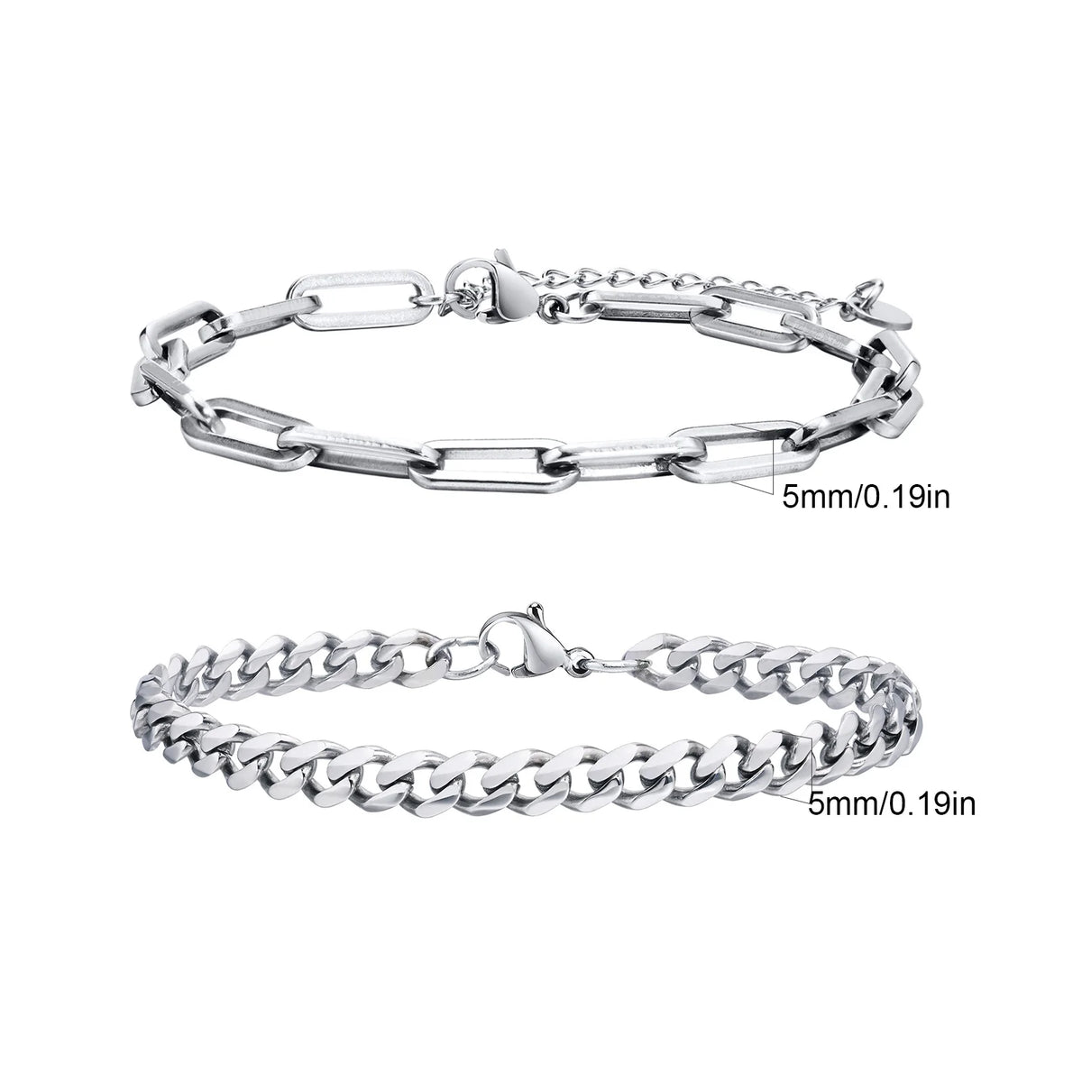 Stainless Steel Chain Bracelet – Men’s Trendy Cuban Link Wristband for Jewelry