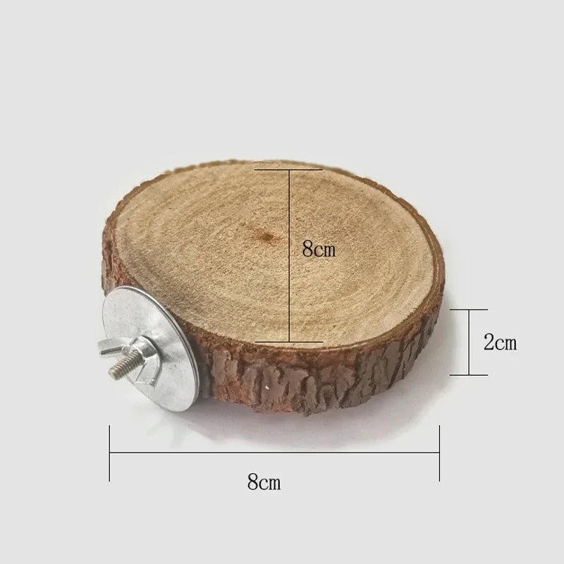 Wooden Pet Perch Platform – Natural Branch Stand for Bird and Hamster Cages