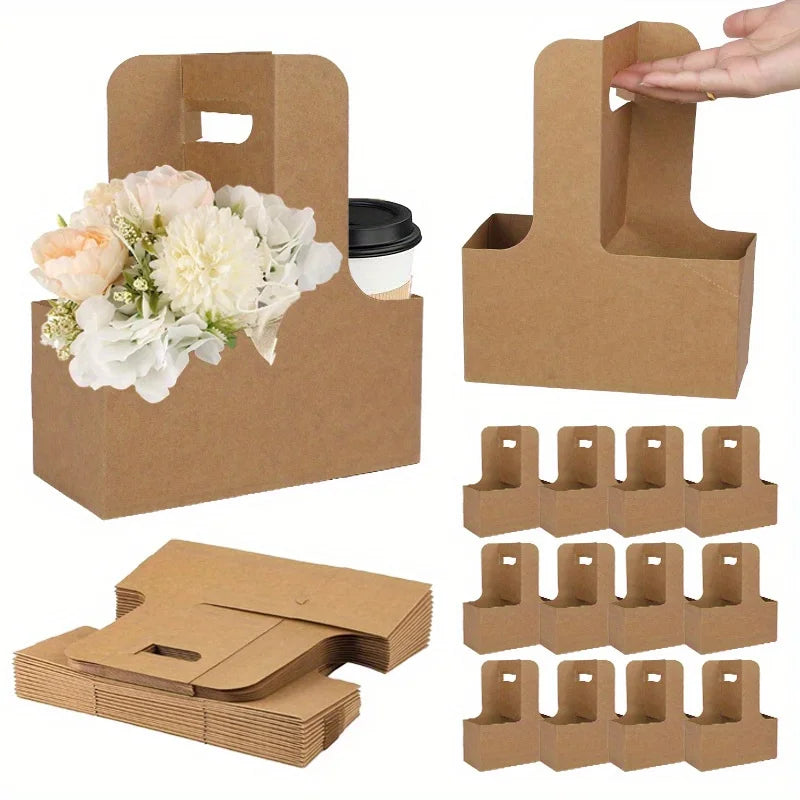Floral Paper Gift Boxes – Decorative Handle Carriers for Birthday Wedding Party