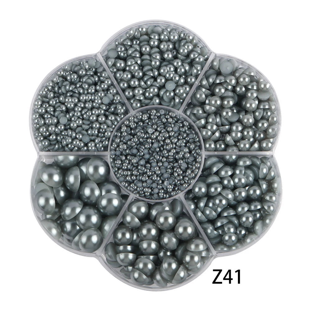 Half Round Flatback Pearl Beads – Assorted Sizes for DIY Jewelry and Nail Art