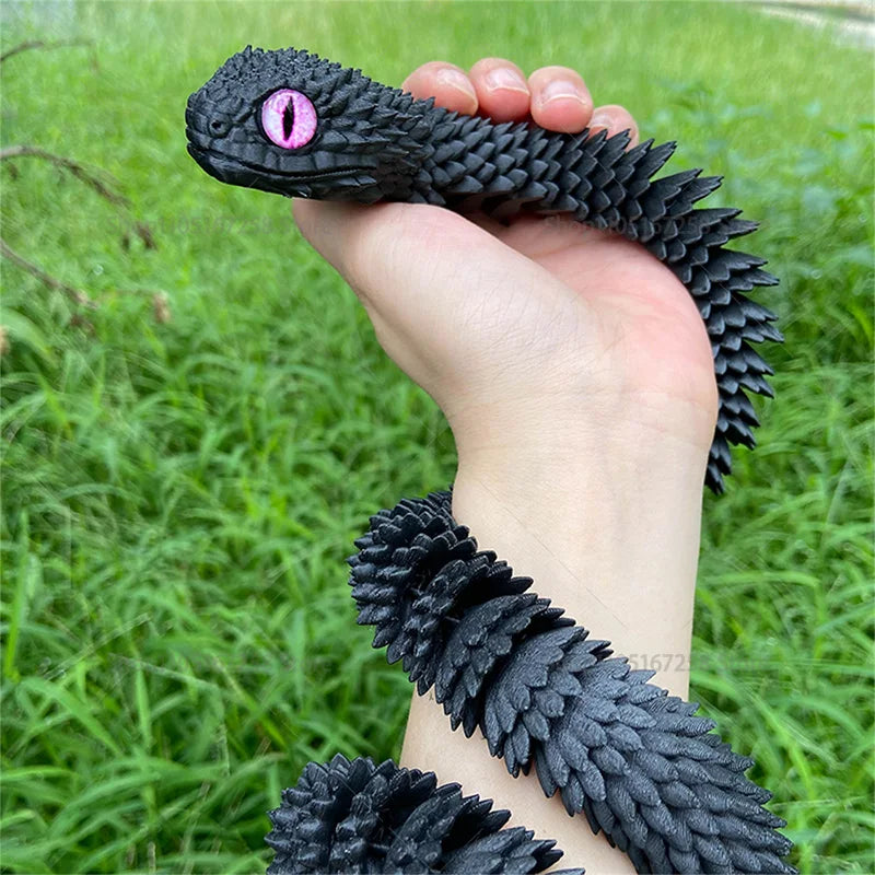 60cm 3D Printed Articulated Snake – Luminous Realistic Desktop Ornament