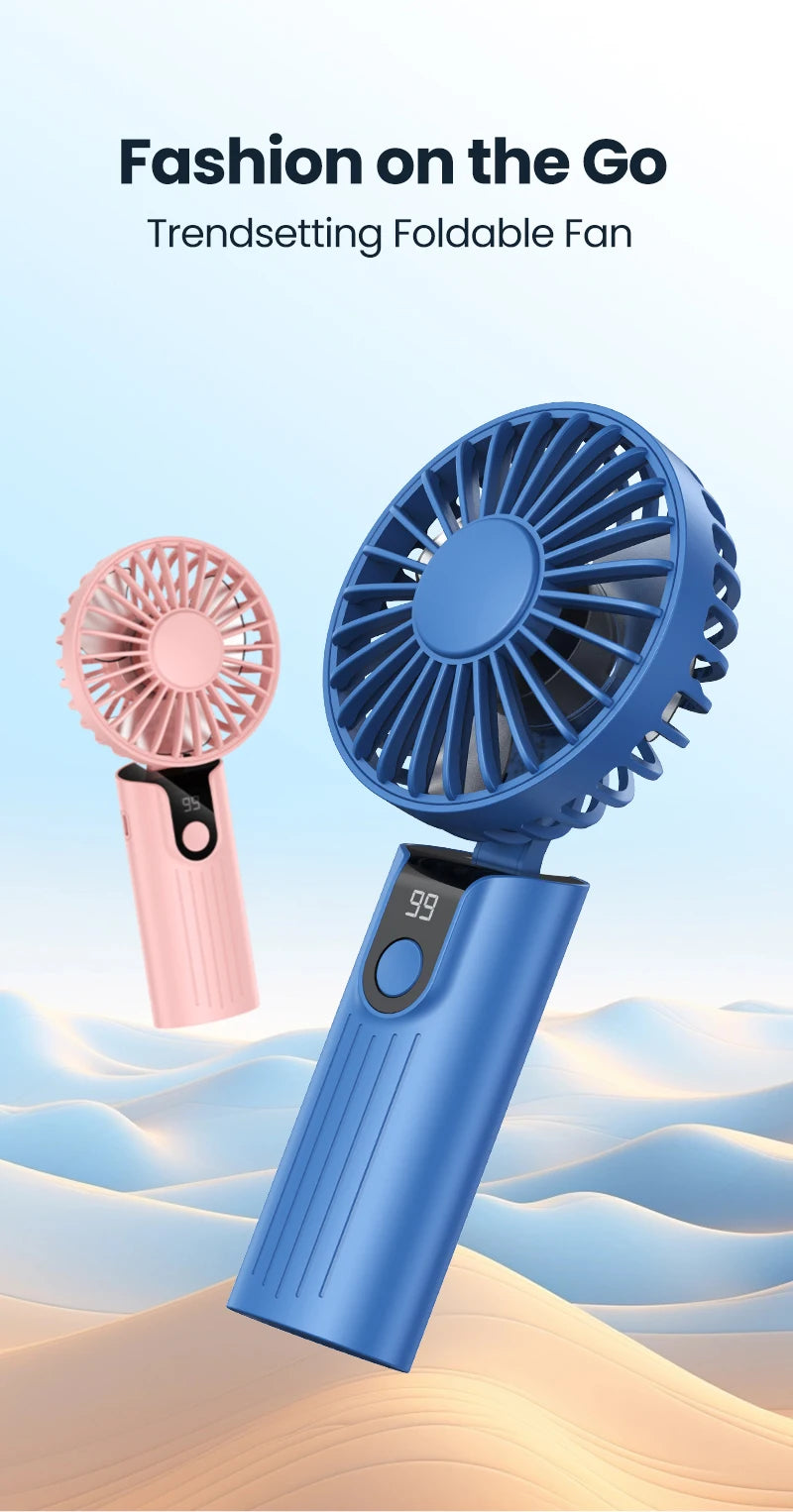 Portable Handheld USB Fan – 5000mAh Rechargeable Desk Fan for Outdoor Travel