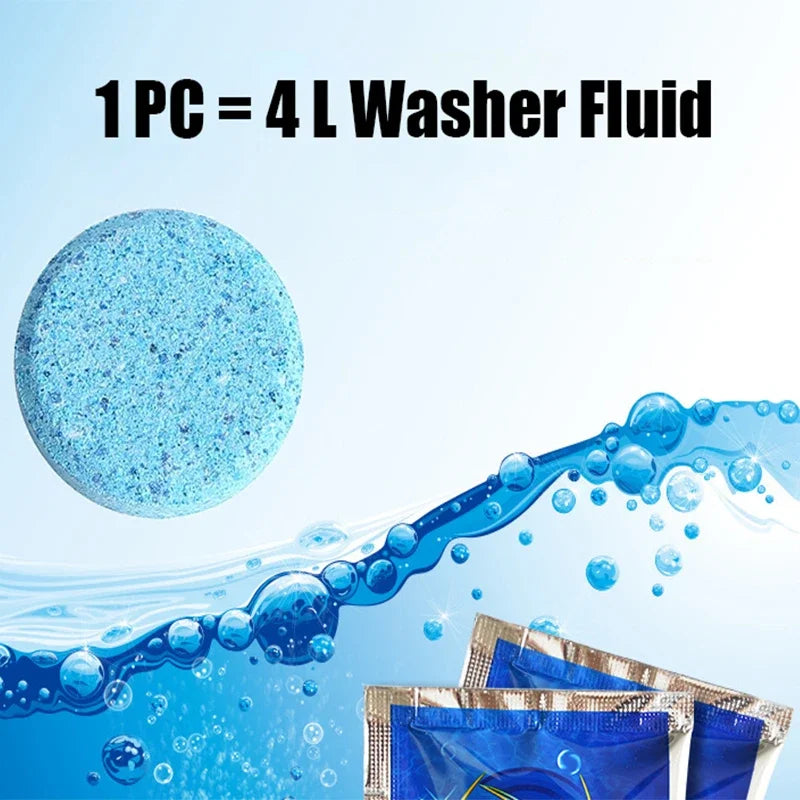 Effervescent Glass Cleaner Tablets – Concentrated Windshield Wash for Car Care