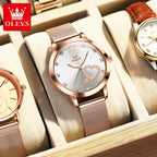 Quartz Women's Watch – Milanese Mesh Band with Diamond Accents for Daily Wear