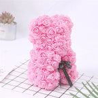 Artificial Rose Bear – 25cm Flower Figurine for Valentine Anniversary Gift