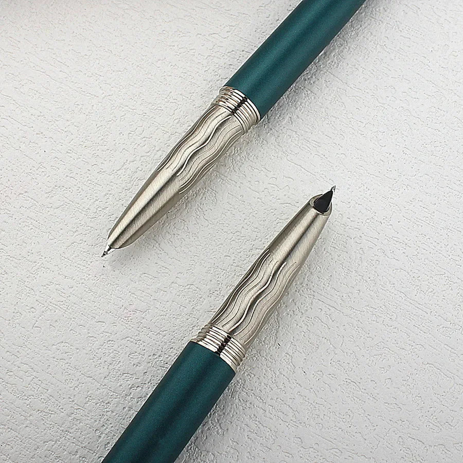 Calligraphy Fountain Pen – Bent Nib Silver Green for Painting and Office