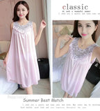 Ice Silk Sleep Dress – Plus Size Women's Tank Nightgown for Summer Housewear
