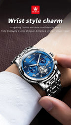 Quartz Chronograph Watch – Moon Phase Luminous Wristwatch for Men