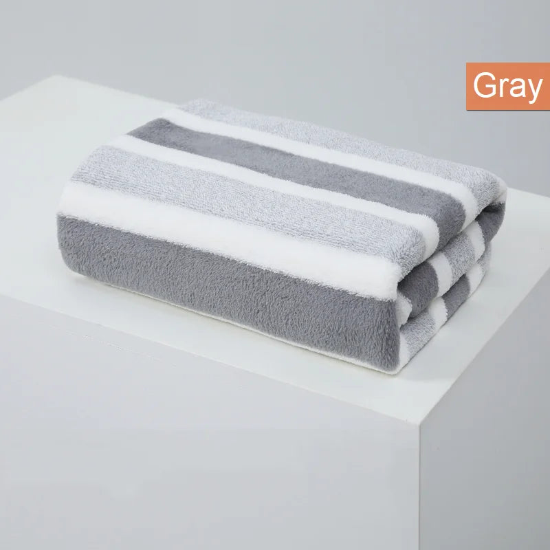 Striped Cotton Towel Set – Absorbent Quick-Dry Fabric for Bathroom Decor