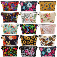 Floral Zipper Makeup Bag – Portable Travel Cosmetic Organizer for Women