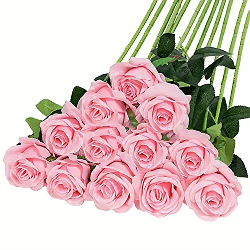 Realistic Artificial Rose Bouquet – Silk Floral Arrangements for Home Decor