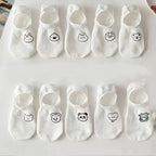 Cartoon Teddy Bear Ankle Socks – Breathable Cotton Casual Footwear for Women