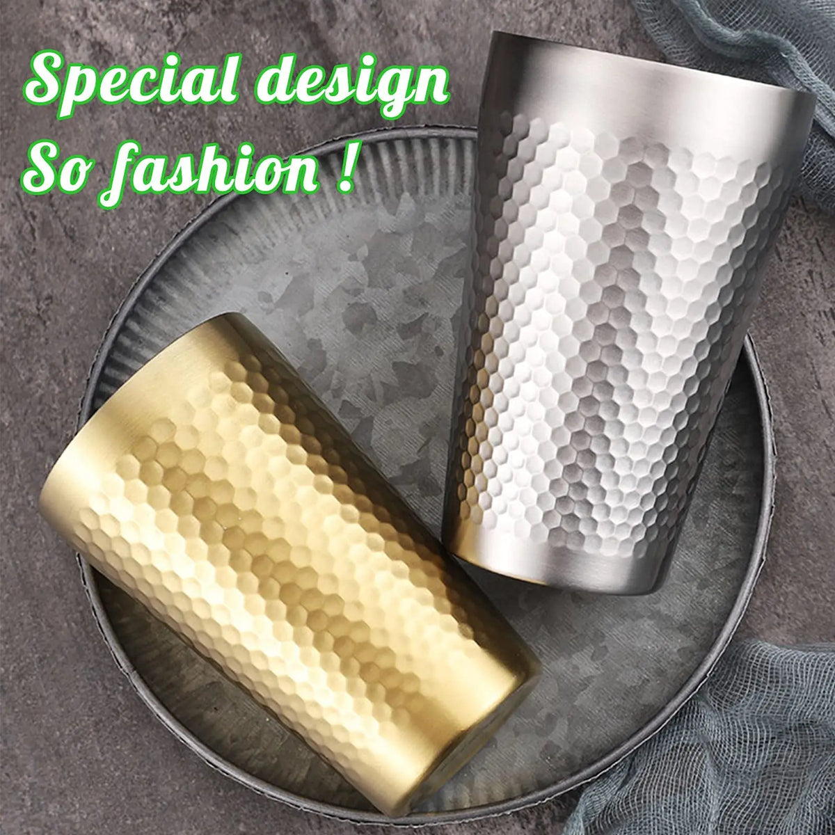 Stainless Steel Diamond Hammer Cup – Insulated Outdoor Camping Drinkware