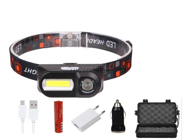 USB Rechargeable LED Headlamp – Waterproof 2500lm Light for Outdoor Camping