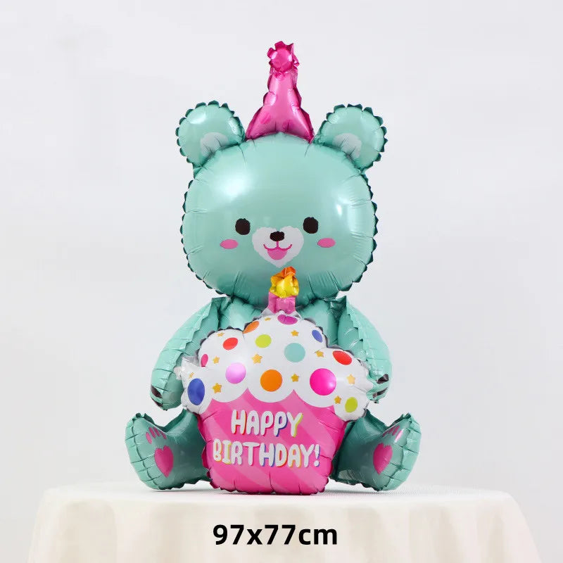 3D Matte Standing Bear Foil Balloons – Birthday Party Decoration for Baby Shower