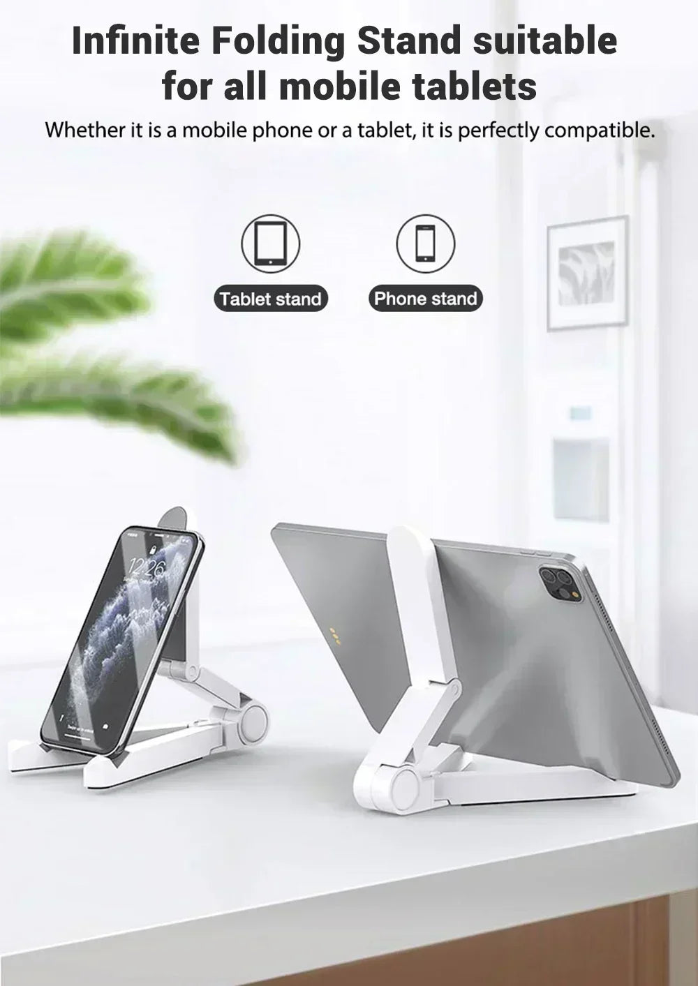 Foldable Tablet Stand – Adjustable Desktop Holder for iPad and Smartphones