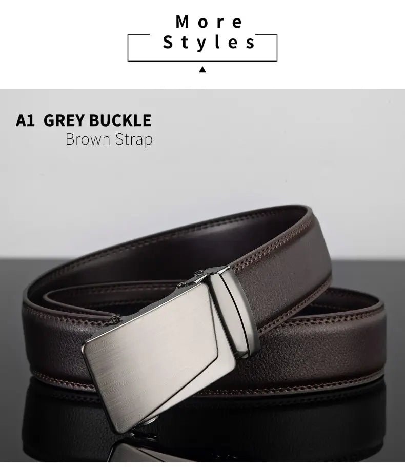Mens Automatic Buckle Leather Belt – Luxury Business Accessory for Formal Wear