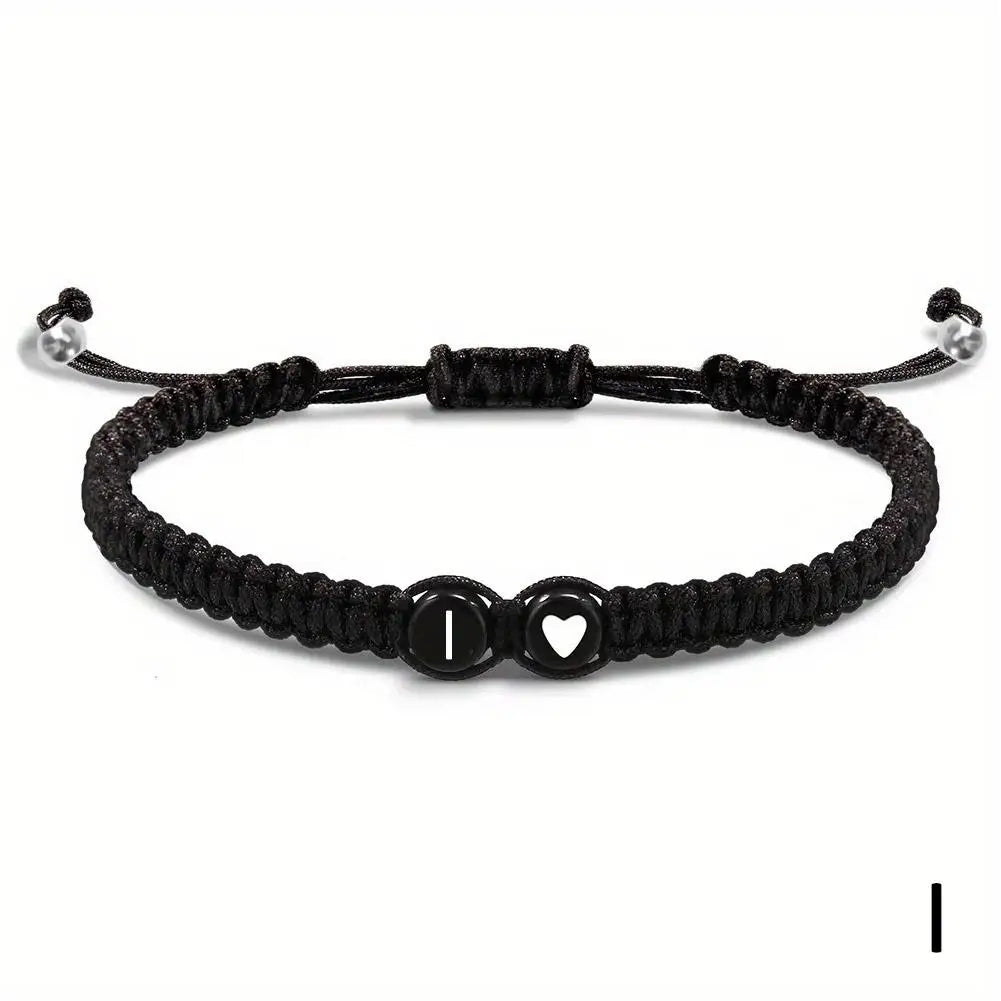 Initial Heart Braided Bracelet – Adjustable A-Z Friendship Jewelry for Gifts