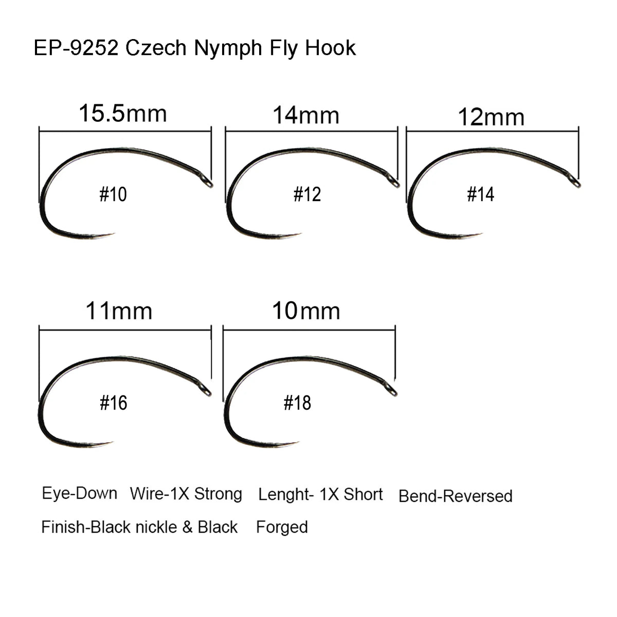 Barbless Fly Fishing Hooks – Black Nickel Steel for Dry and Wet Fly Tying